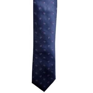 Spiffster Mens Necktie Navy Blue Flying Cupid Print Silk Tie Romantic Preppy